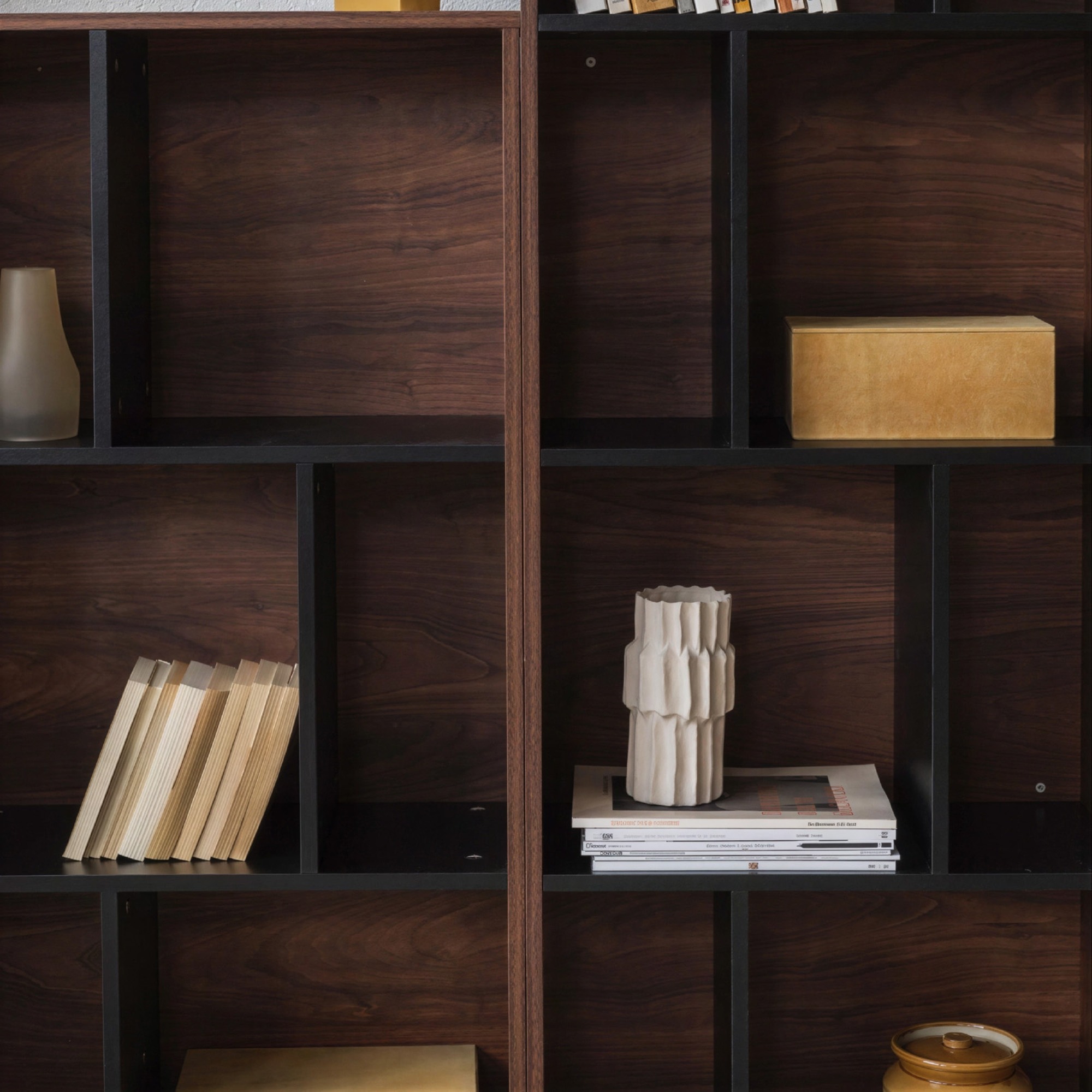 Bibliothèque 'Colin' 60x129 - Noyer/Noir