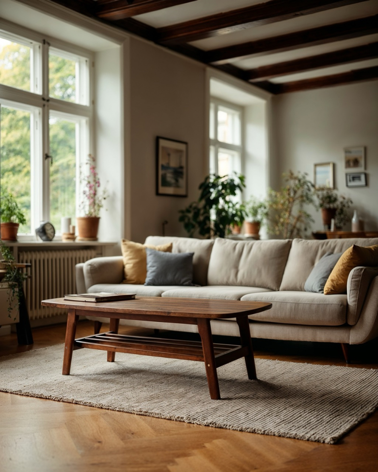 Table basse 'Créme' - Noyer