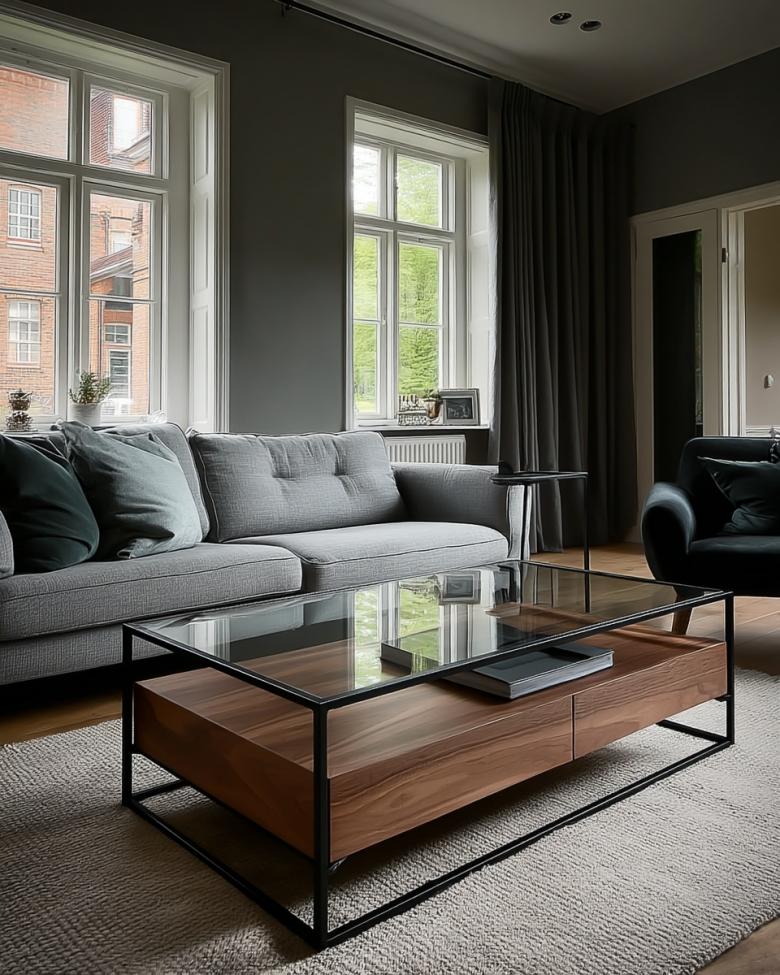 Table basse 'Detroit' - Noyer/Noir