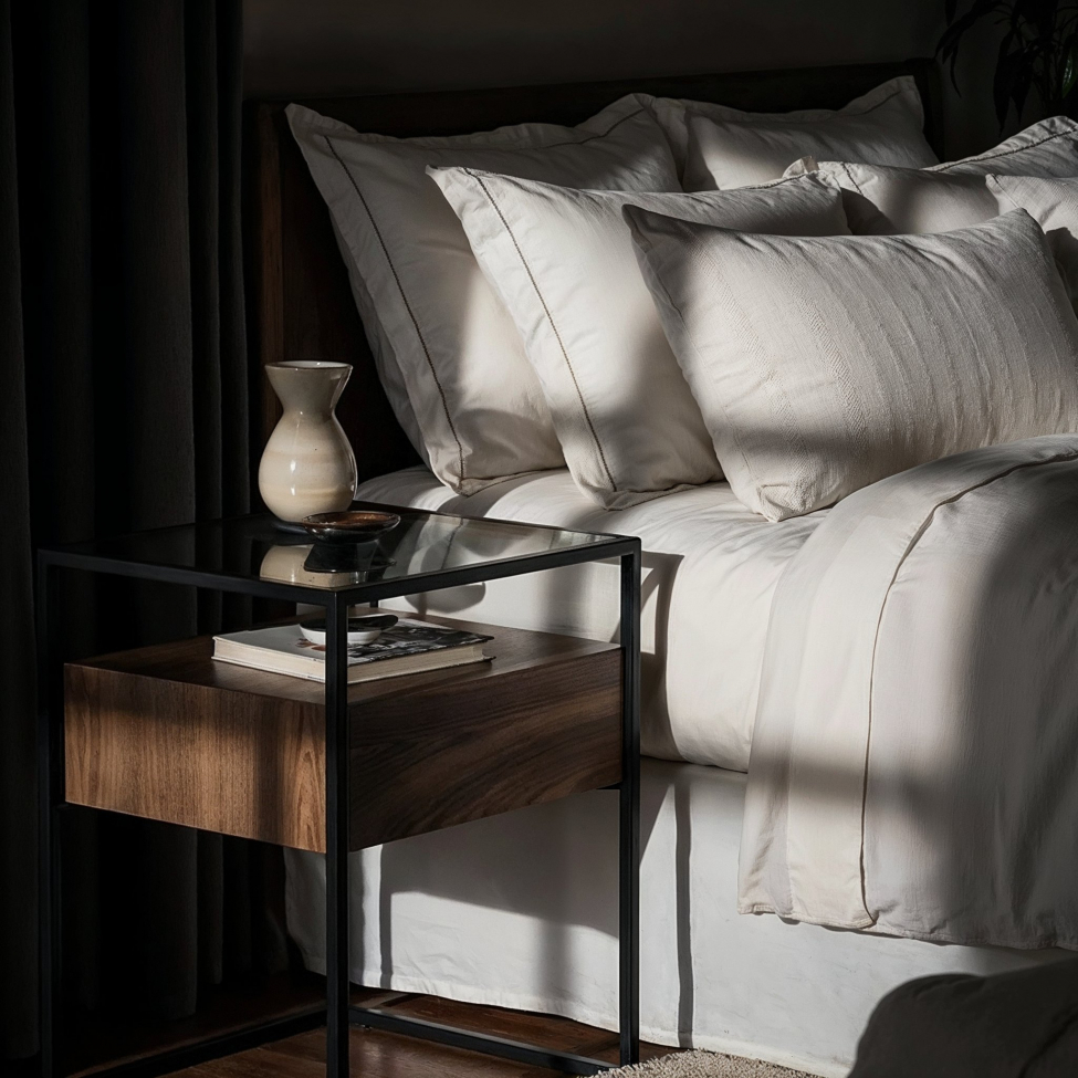 Table de nuit 'Detroit' - Noyer/Noir