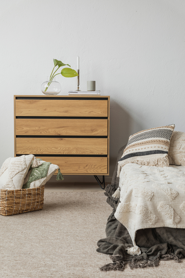 Commode 'Elle' 90x90 - Chêne/Noir