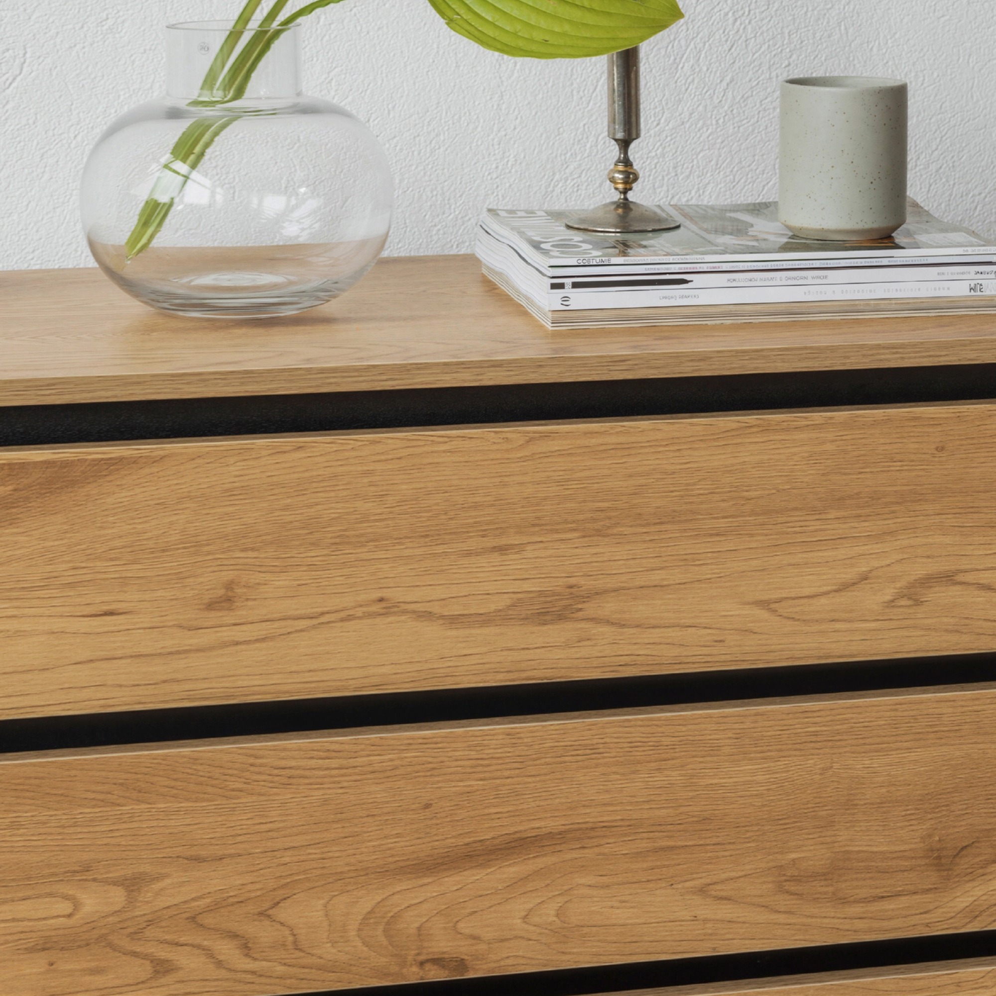Commode 'Elle' 90x90 - Chêne/Noir