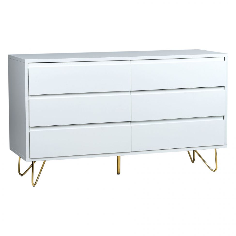 Commode 'Elle' 120x70 - Blanc/Laiton