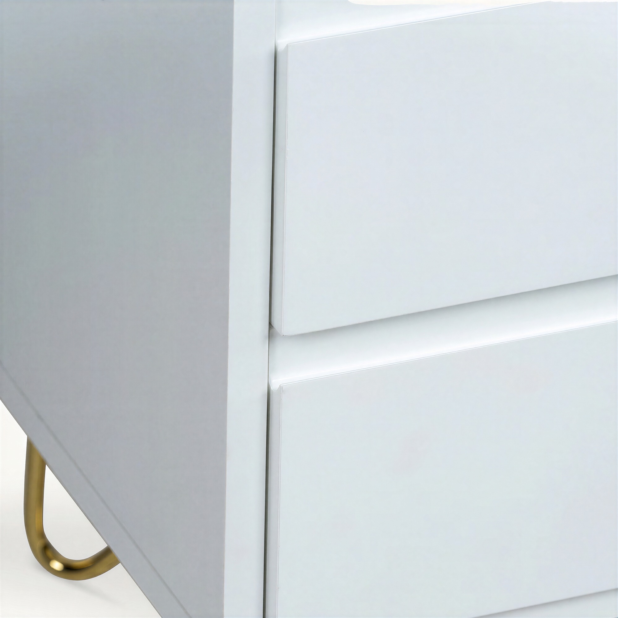Table de nuit 'Elle' - Blanc/Laiton