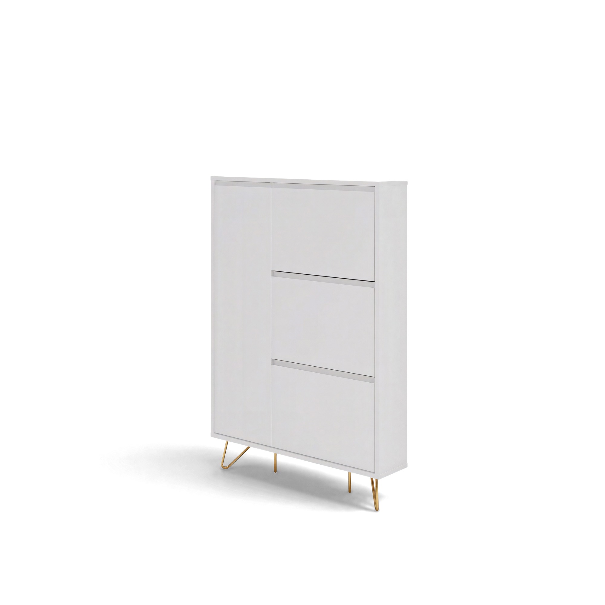 Meuble à chaussures 'Elle' - Blanc/Laiton