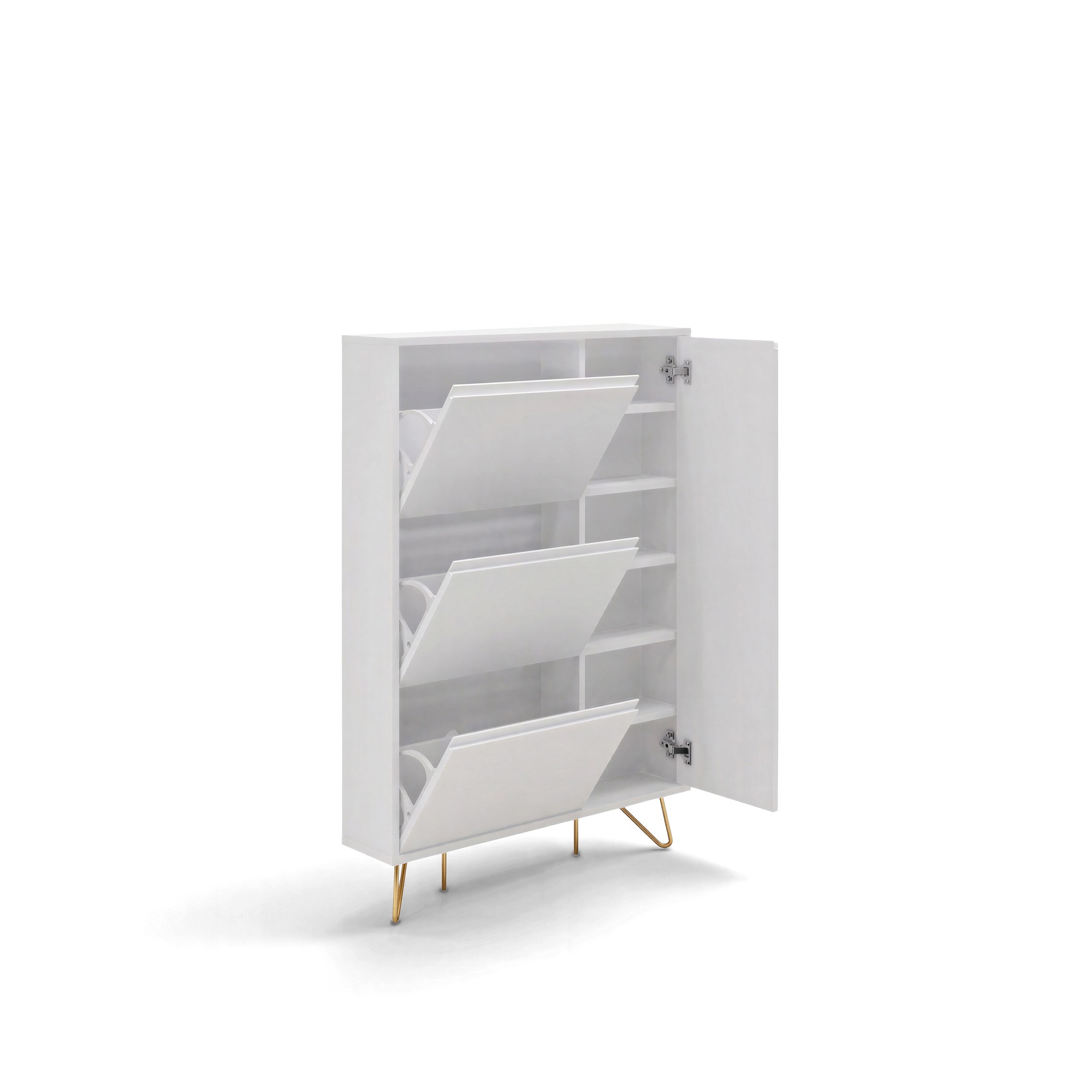 Meuble à chaussures 'Elle' - Blanc/Laiton