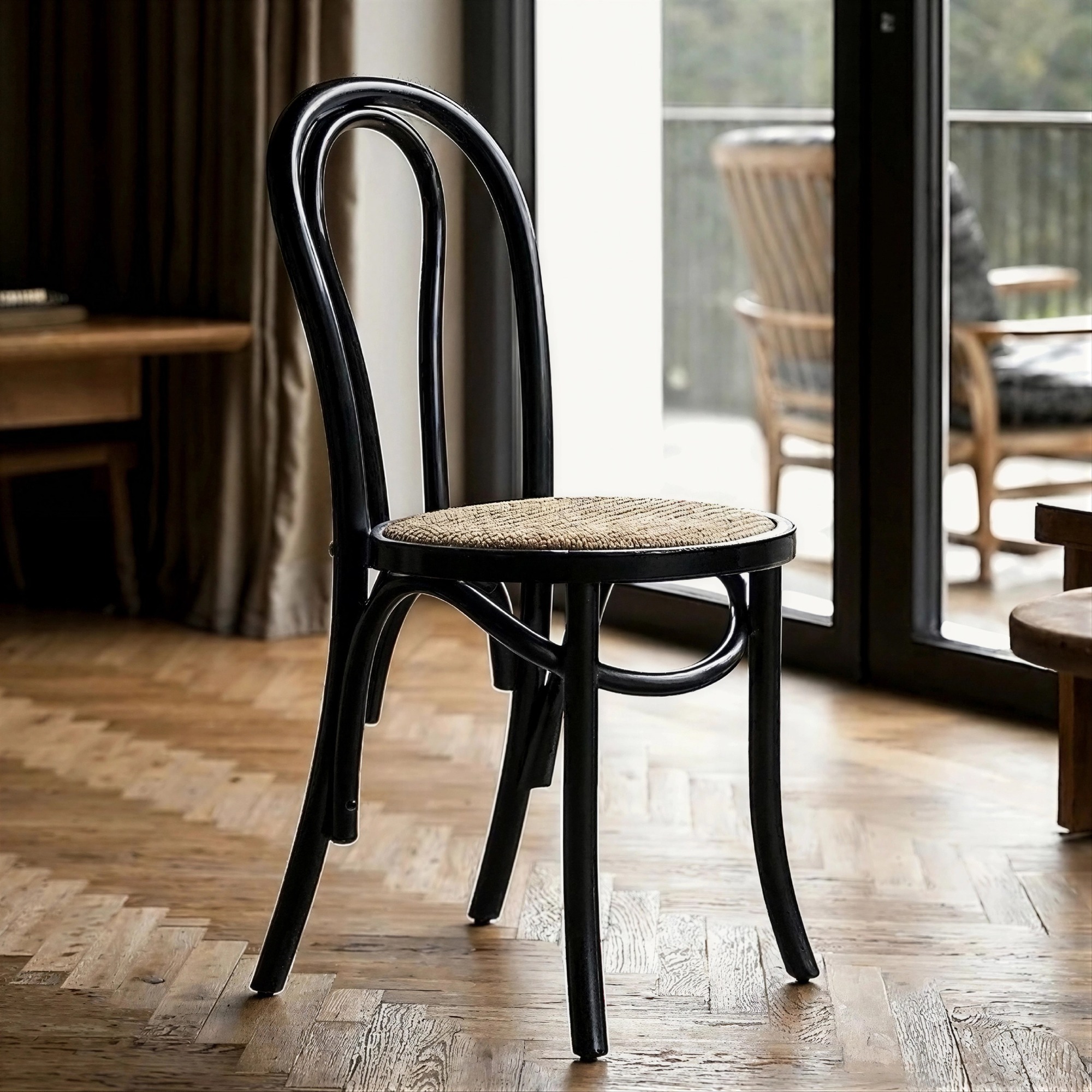 Chaise 'Bistro' - Rotin/Noir