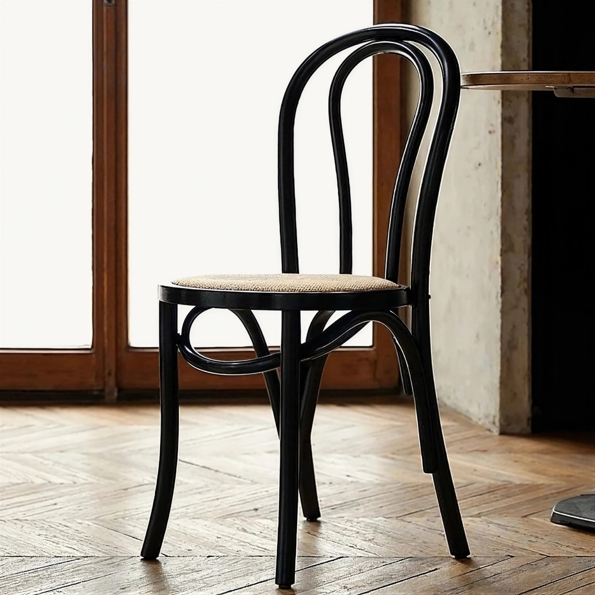 Chaise 'Bistro' - Rotin/Noir