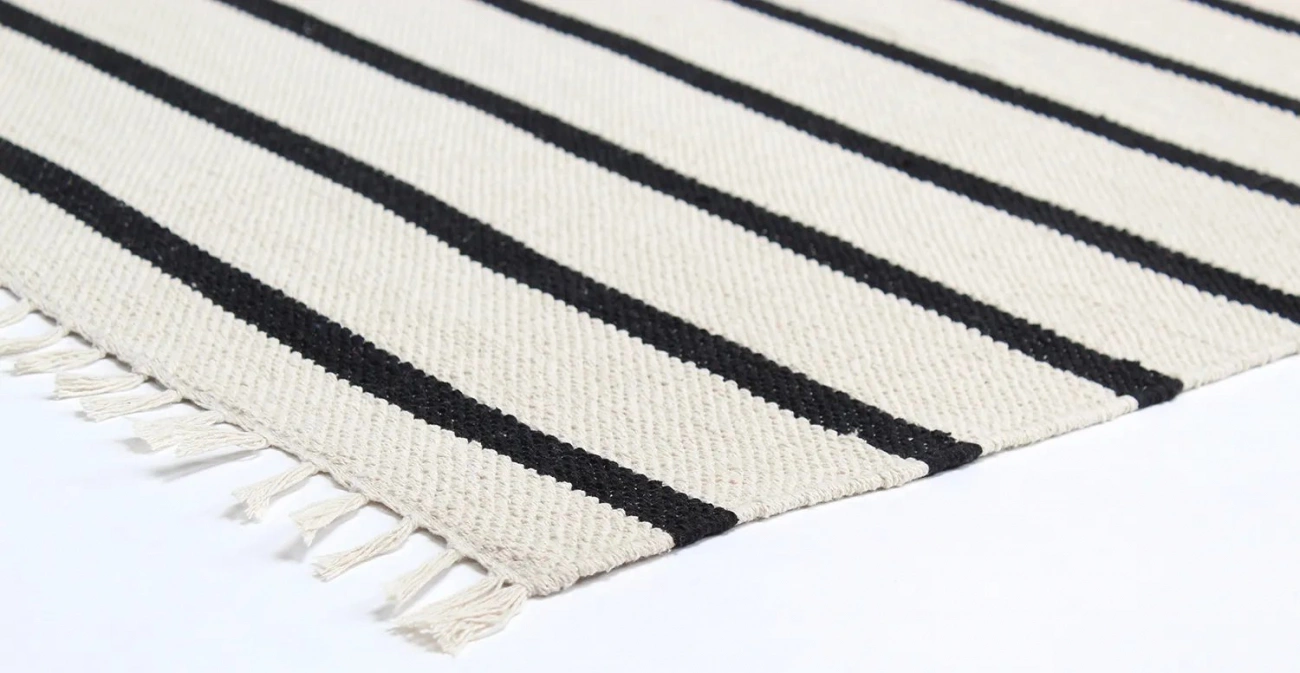 Tapis en coton 'Helle' - Blanc/Noir