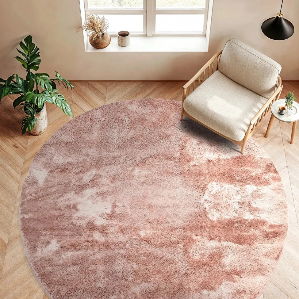 Tapis rond 'Aranga Super Soft Fur' - Rose
