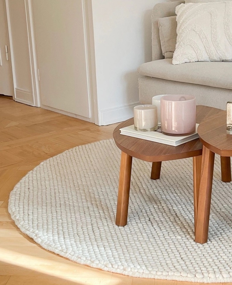 Tapis rond 'Avafors' - Beige