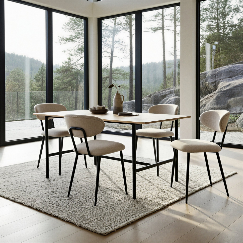 Table à manger 'Line' - Chêne/Noir 160x90cm