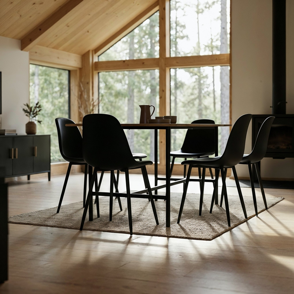 Table à manger 'Line' - Chêne/Noir 160x90cm