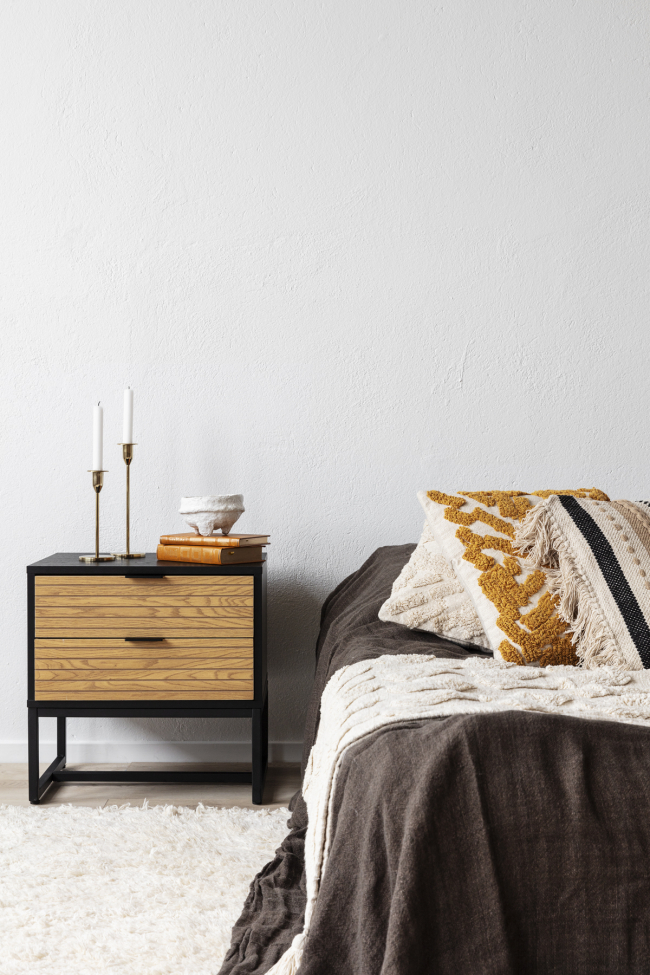 Table de nuit 'Line' - Chêne/Noir