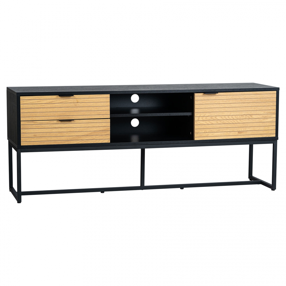 Meuble TV 'Line' - Chêne/Noir