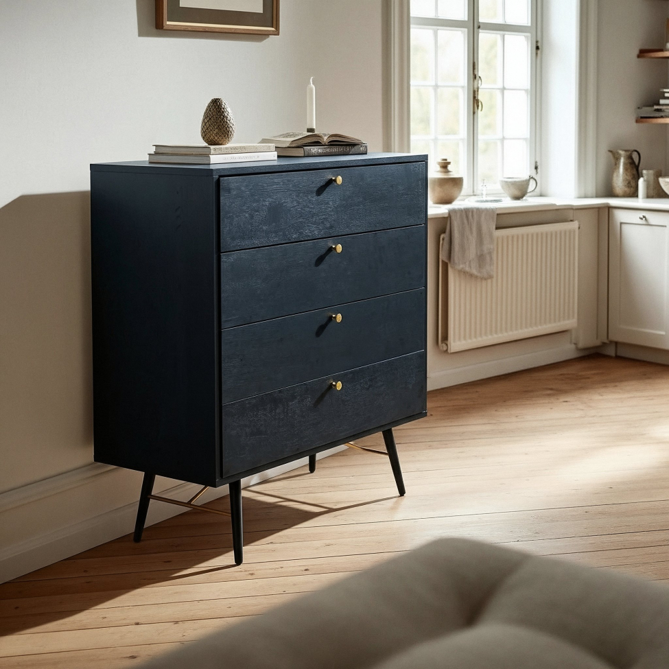 Commode 'Lux' - Noir/ Laiton