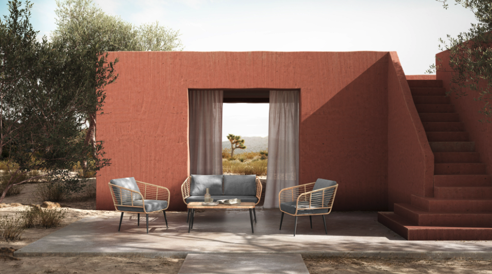 Fauteuil de jardin 'Sardinia' - Naturel/Gris