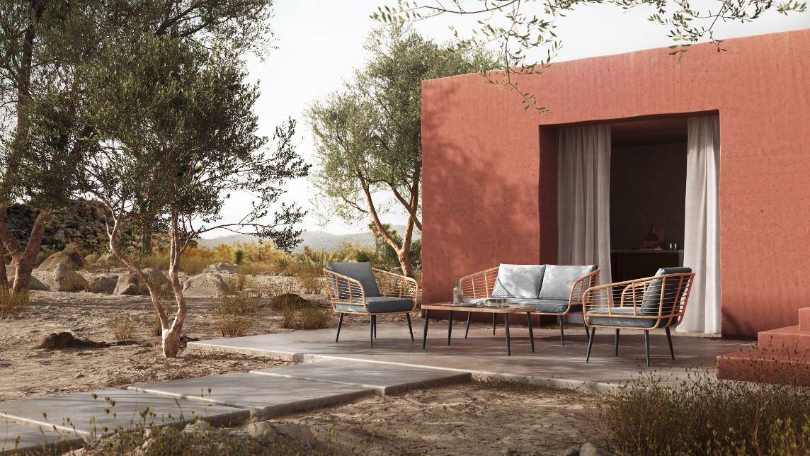 Fauteuil de jardin 'Sardinia' - Naturel/Gris