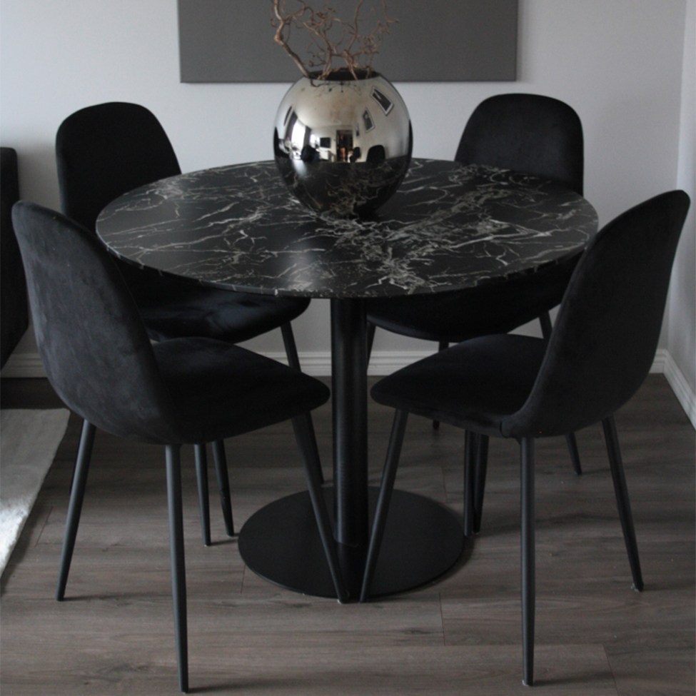 Table à manger 'Marbleous' Ronde 100cm - Noir