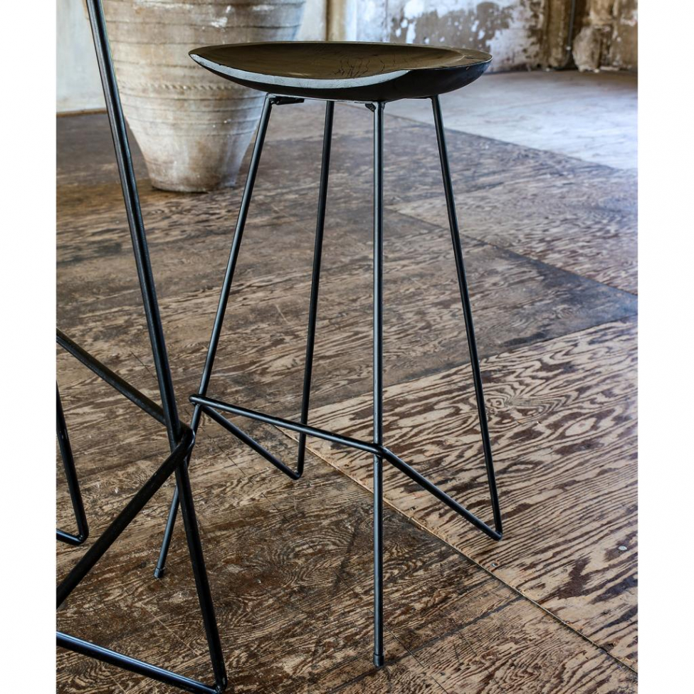 Tabouret 'Teak' 77cm - Noir