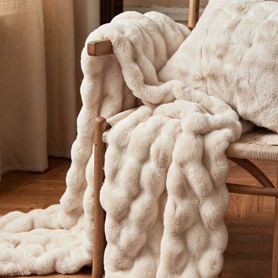 Plaid ' Aranga Bubble Throw ' 130 x 170 cm - Beige