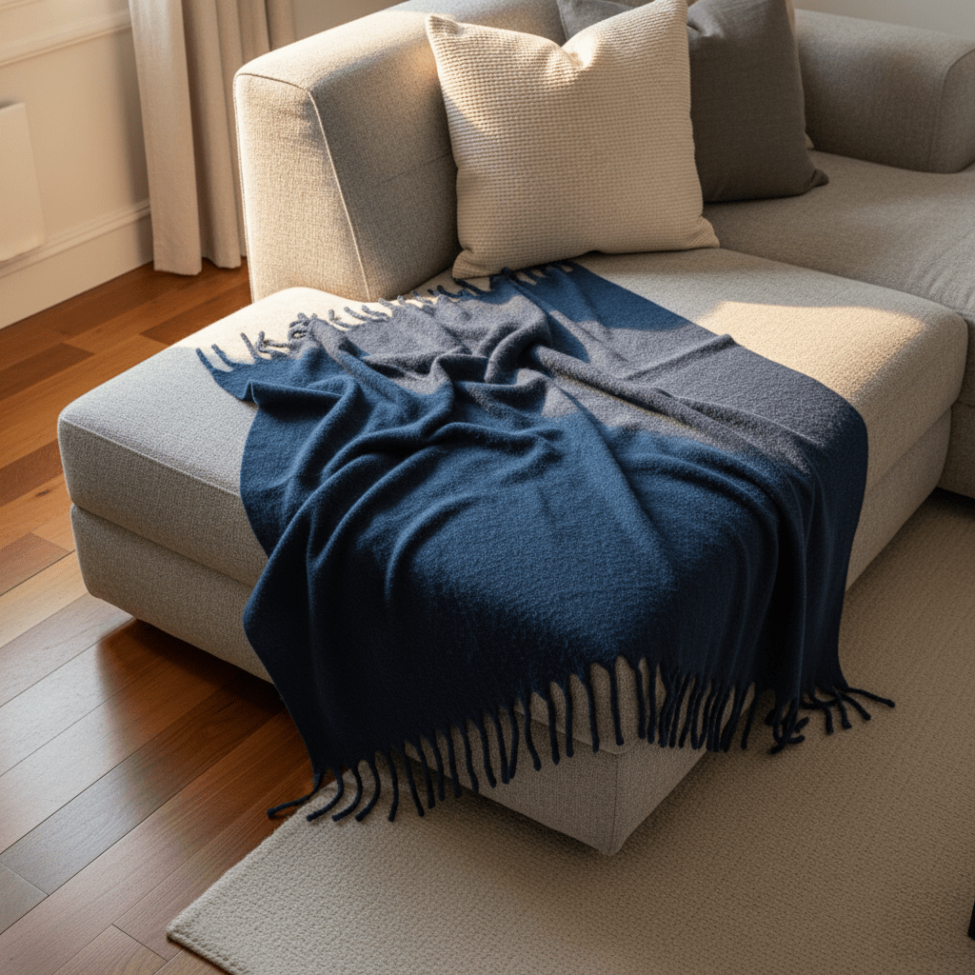 Plaid ' Samantha ' 130 x 170 cm - Bleu marine