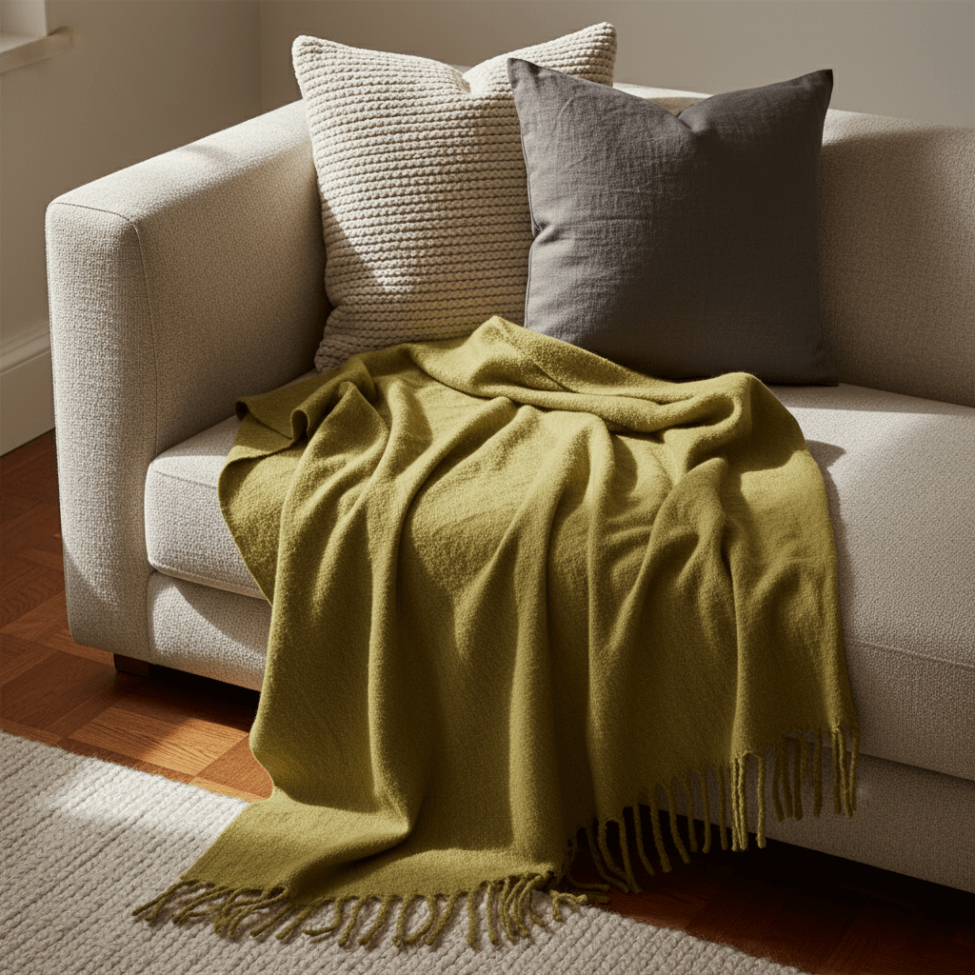 Plaid ' Samantha ' 130 x 170 cm - Vert olive