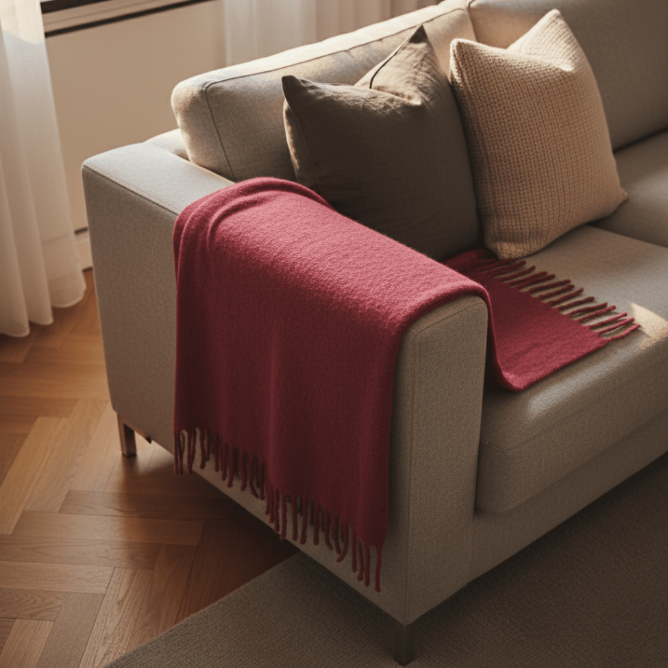 Plaid ' Samantha ' 130 x 170 cm - Rouge foncé