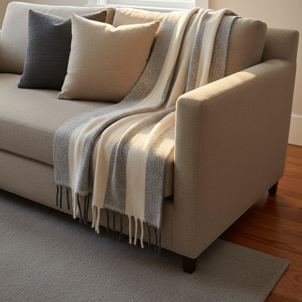 Tapis à carreaux ' Beatriz Stripe ' 130 x 170 cm - Noir/blanc