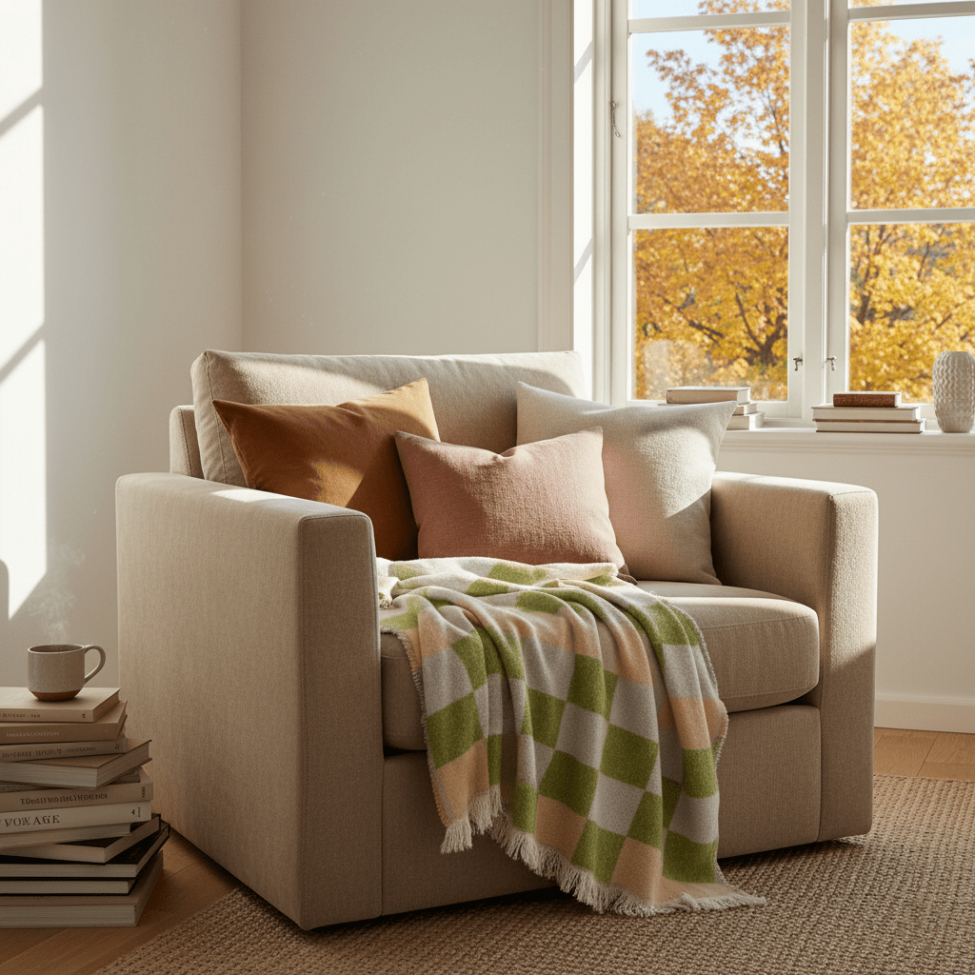 Tapis à carreaux ' Audrey Check ' 130x170cm - Beige/vert/violet