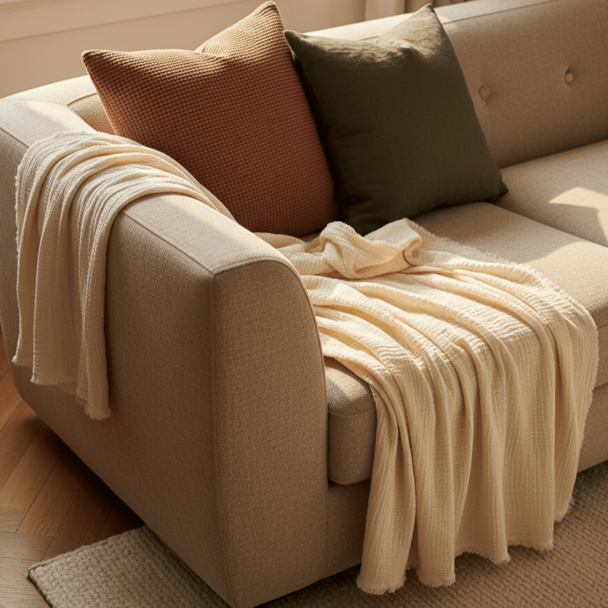 Couverture en mousseline ' Dorena ' 130 x 170 cm - Blanche