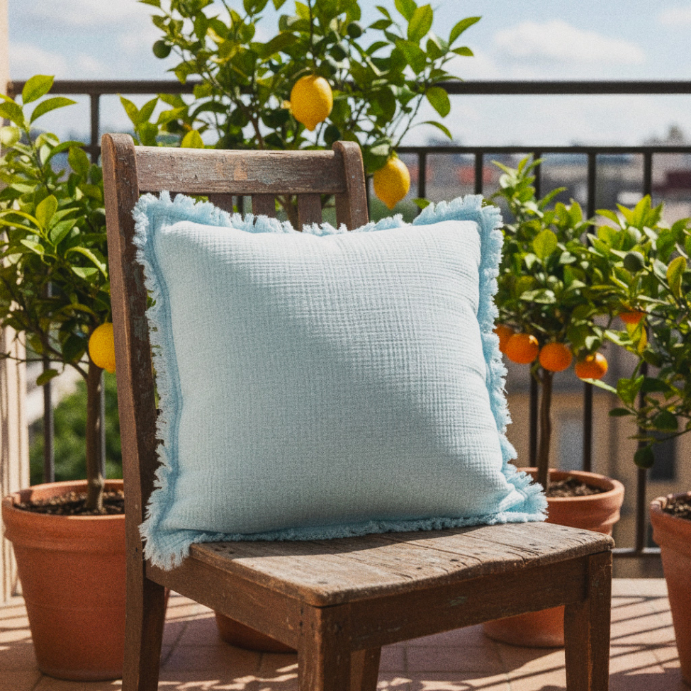 Housse de coussin ' Dorena ' 45 x 45 cm - Bleue