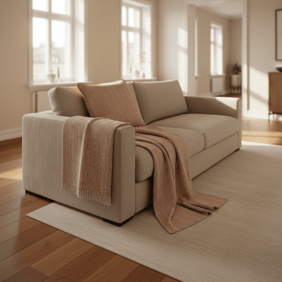 Housse de coussin ' Denisa Fishbone ' 45 x 45 cm - Marron/blanc