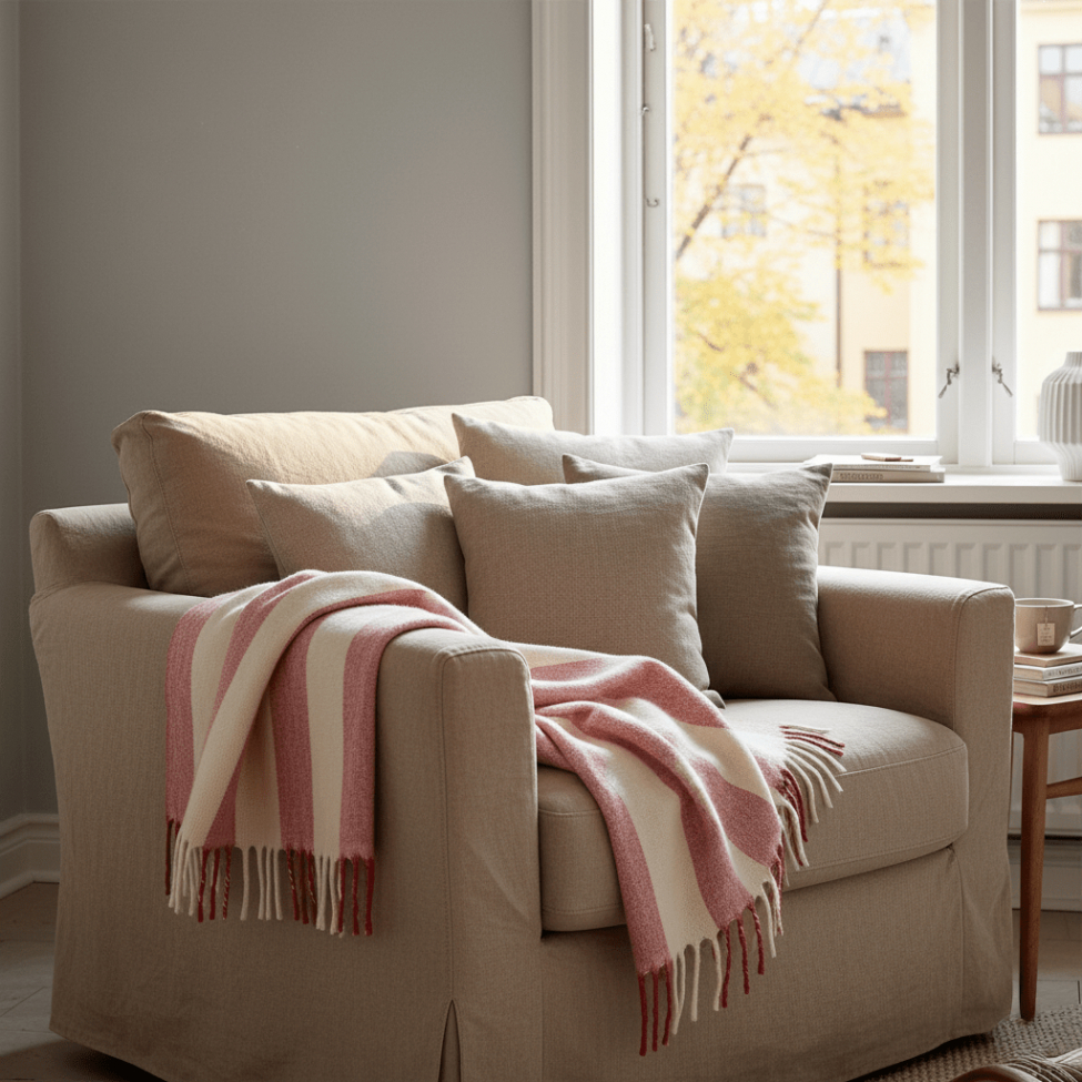 Tapis à carreaux ' Beatriz Stripe ' 130 x 170 cm - Rouge/blanc