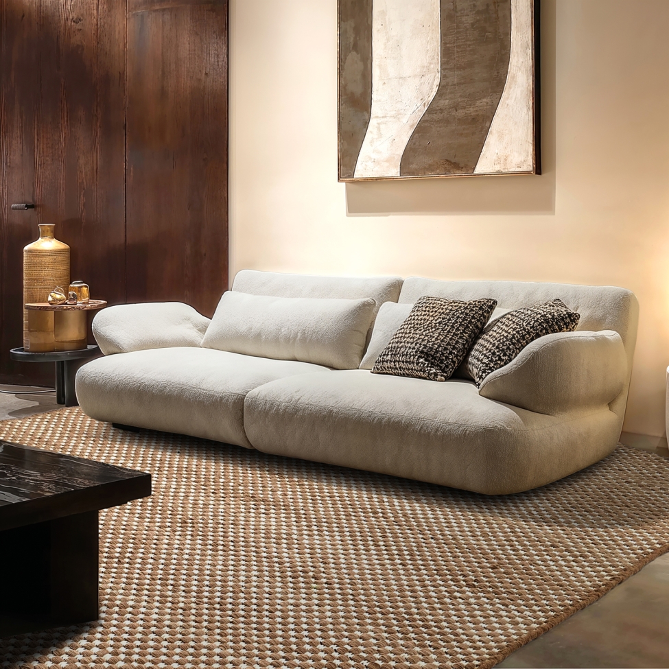 Tapis en laine ' Ovelia ' - Marron/blanc