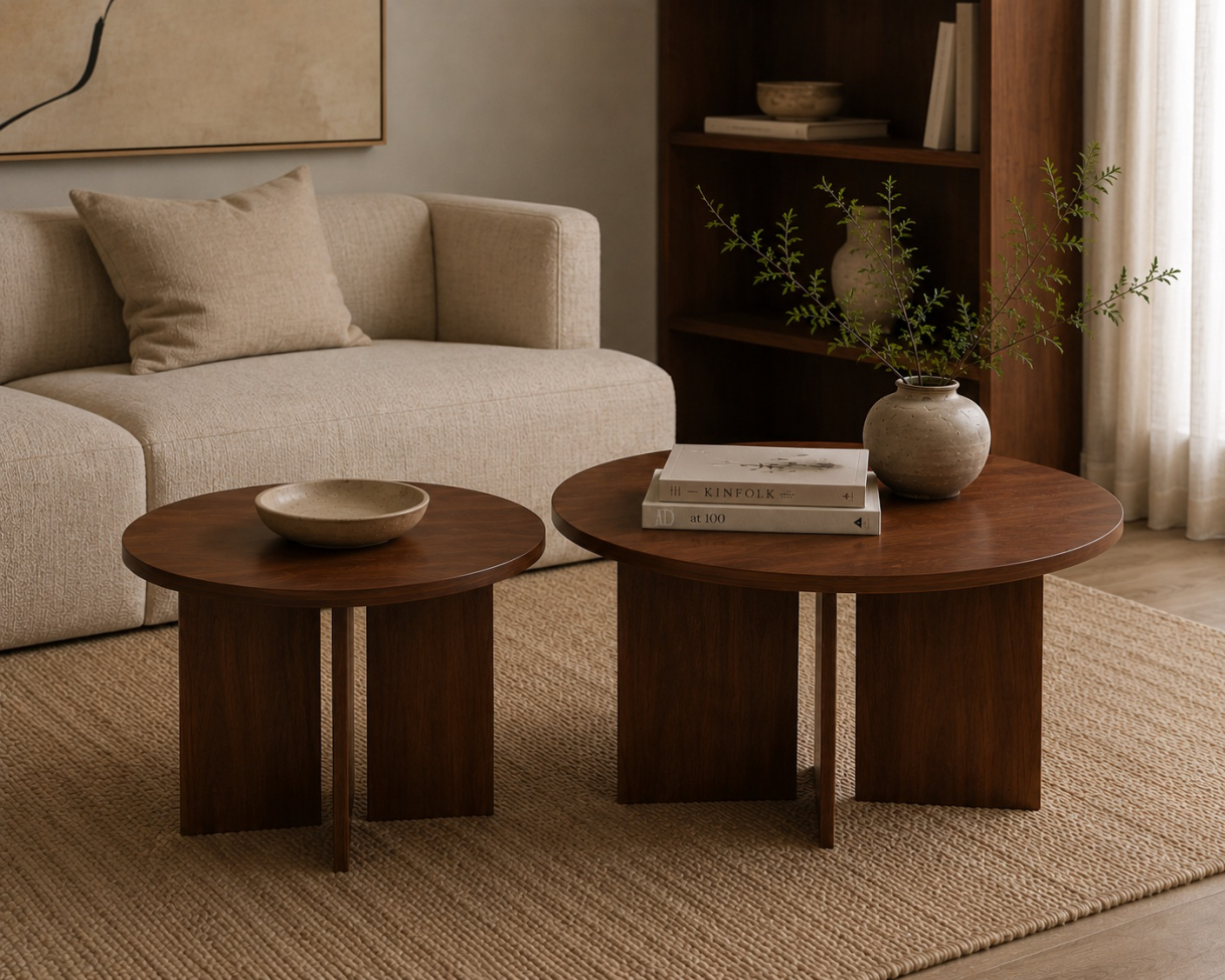 Table basse 'Créme' Ronde 55 cm - Noyer