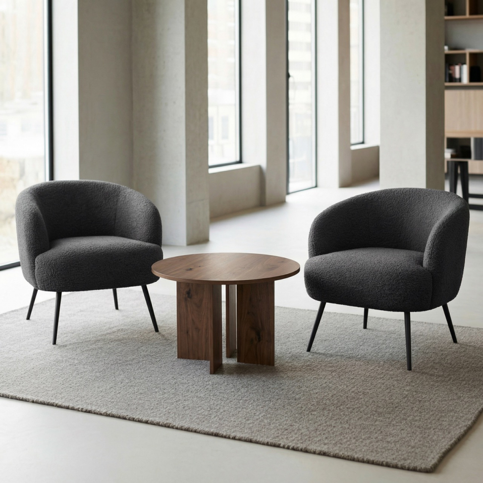 Table basse 'Créme' Ronde 75 cm - Noyer