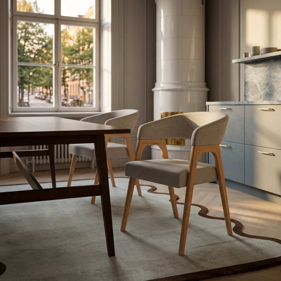 Chaise 'Alba' - Naturel/Gris